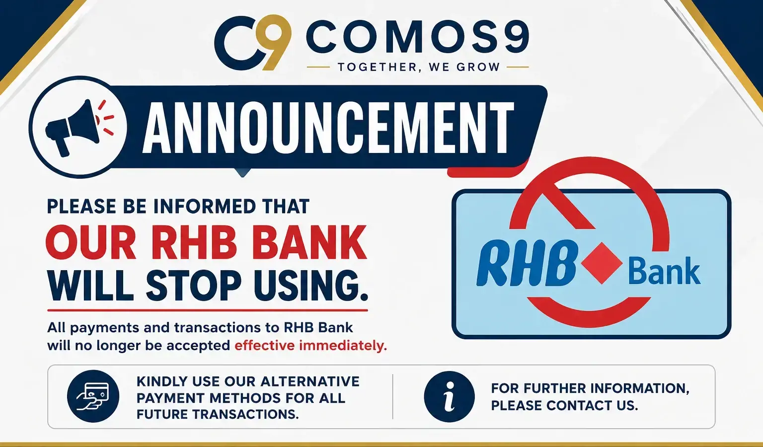 RHB AND AFFIN BANK TO DISCONTINUE